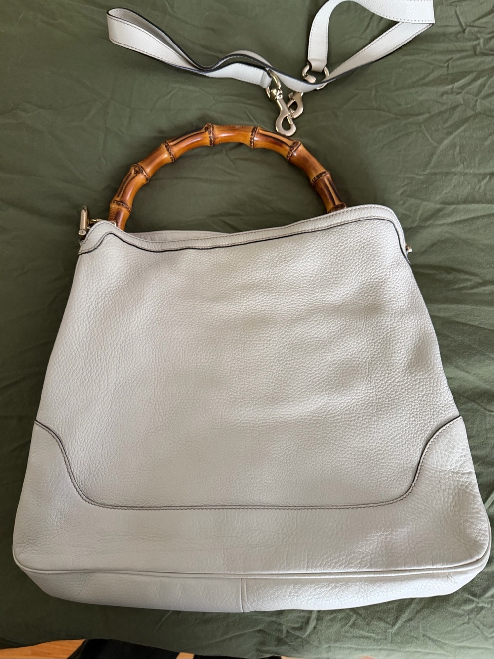 Ivory GUCCI bamboo handle hobo with crossbody strap